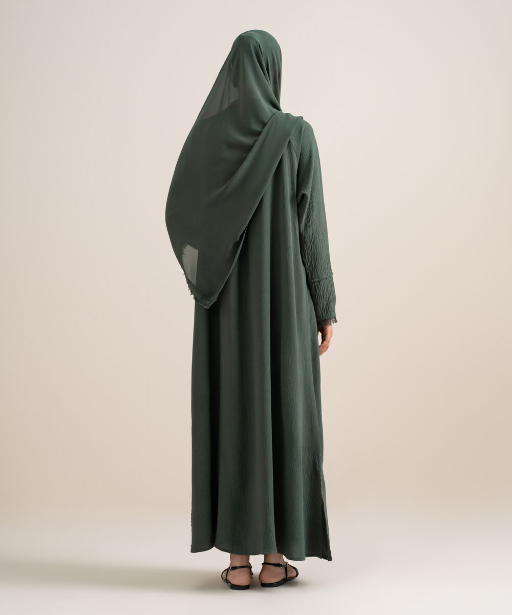 Women's Green Raglan Abaya Set