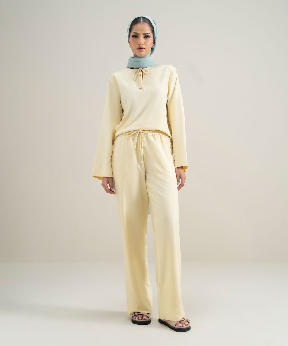 Women's Polyester Yellow Modest Trousers