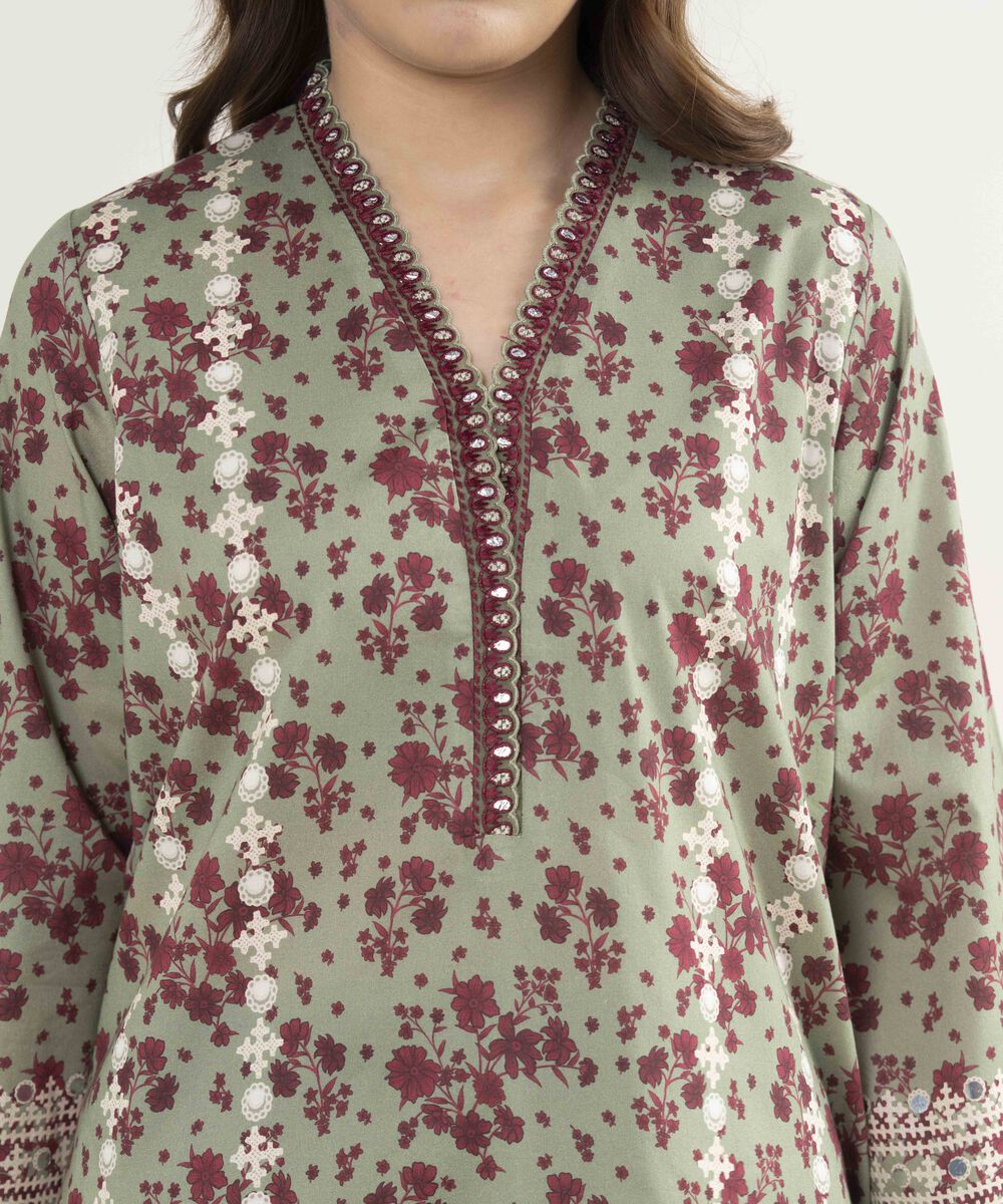 Women's Unstitched Lawn Embroidered Multi 3 Piece Suit