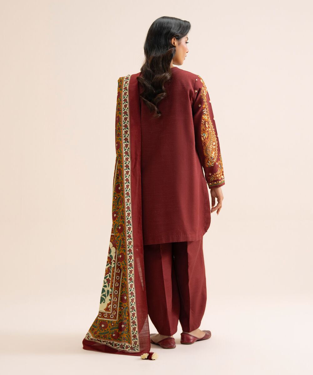 Women's Unstitched Light Khaddar Embroidered Multi 3 Piece Suit