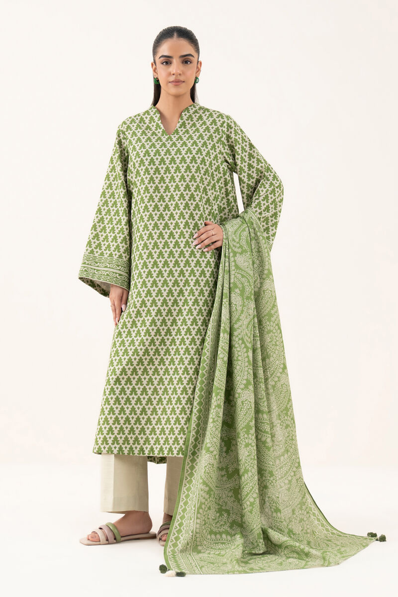 3 Piece - Printed Light Khaddar  Suit