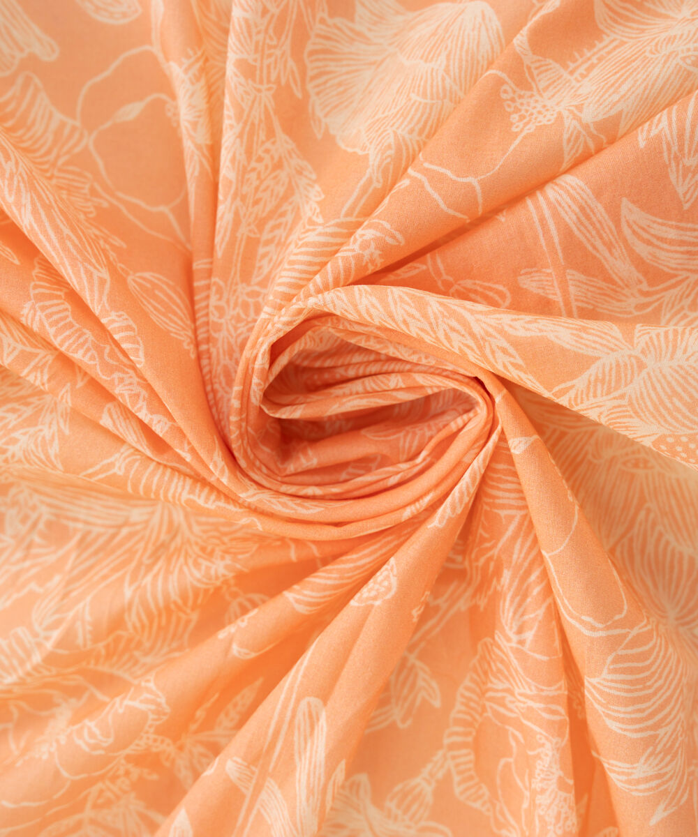 Women's Fine Voile Orange Printed Dupatta