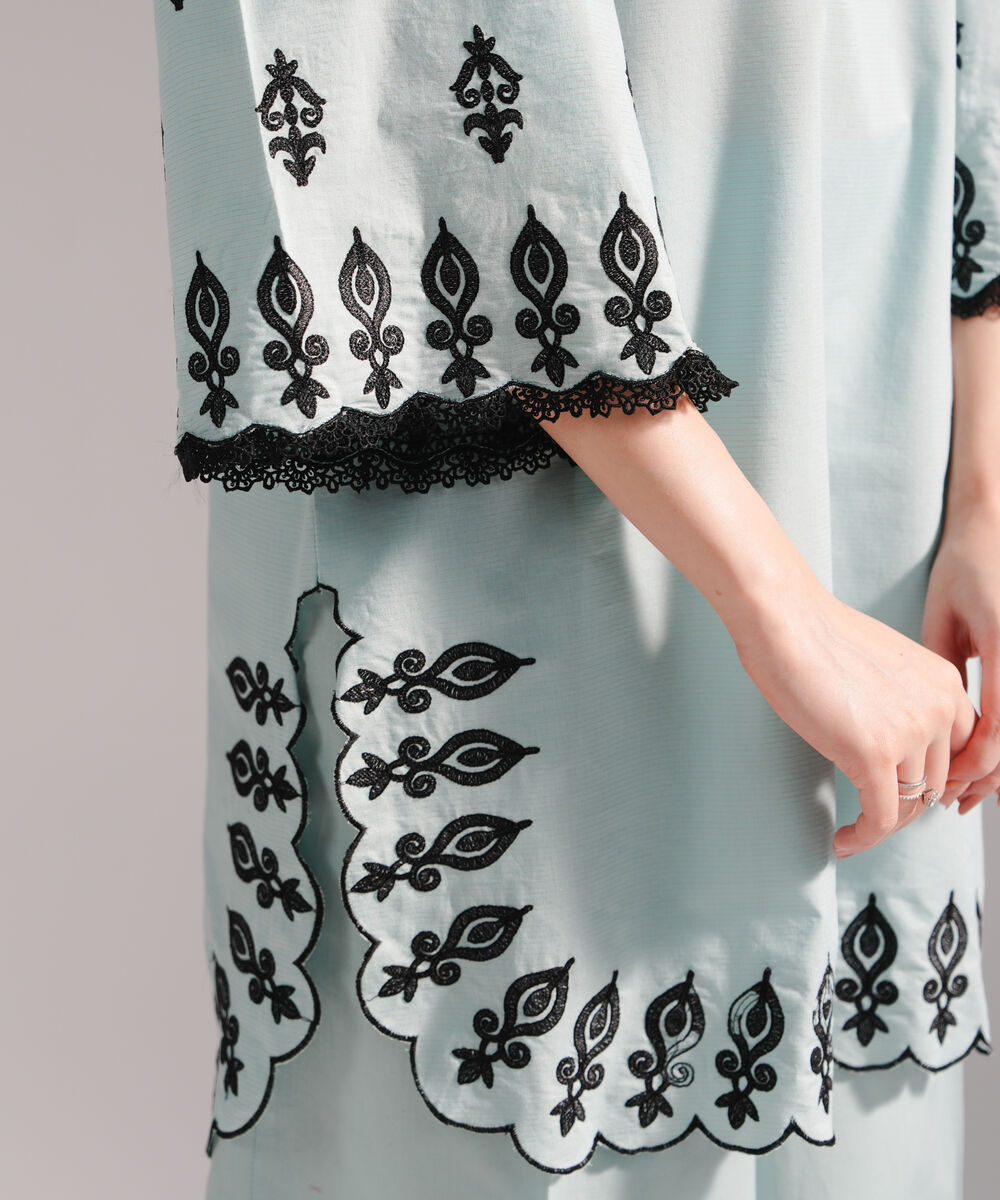 Women's RTW Zari Lawn Embroidered Straight Green Shirt