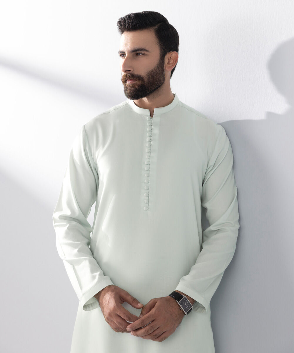 Men's Stitched 2 PC Green Dobby Suit