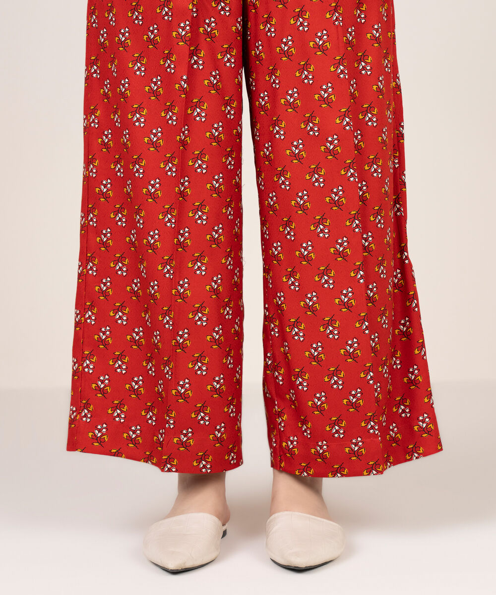 Women's RTW Dobby Printed Red Culottes
