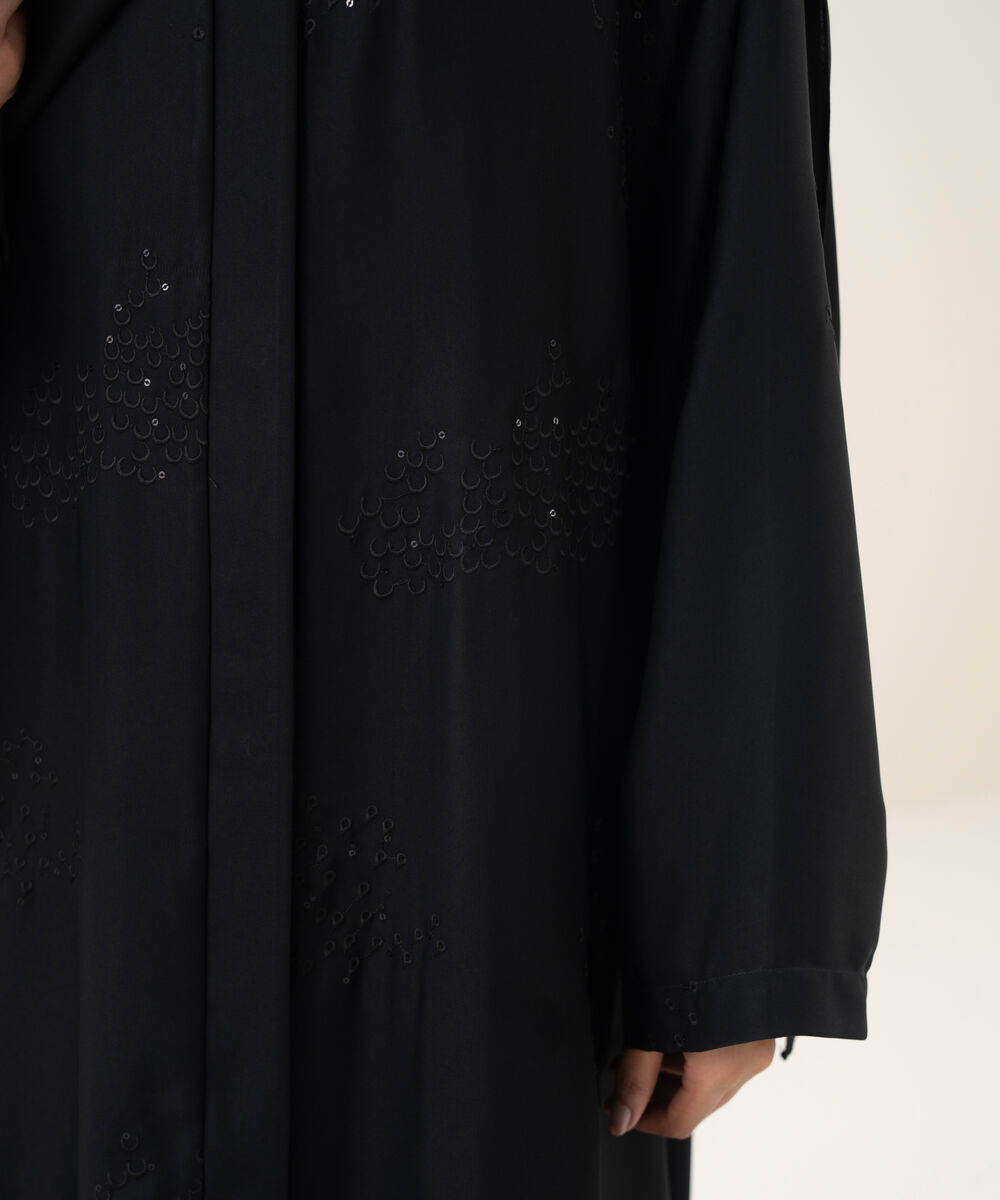 Women's black button through Abaya set