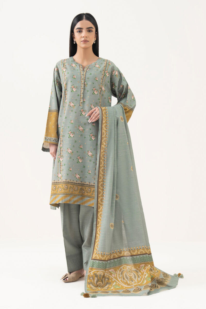 3 Piece - Printed Light Khaddar  Suit