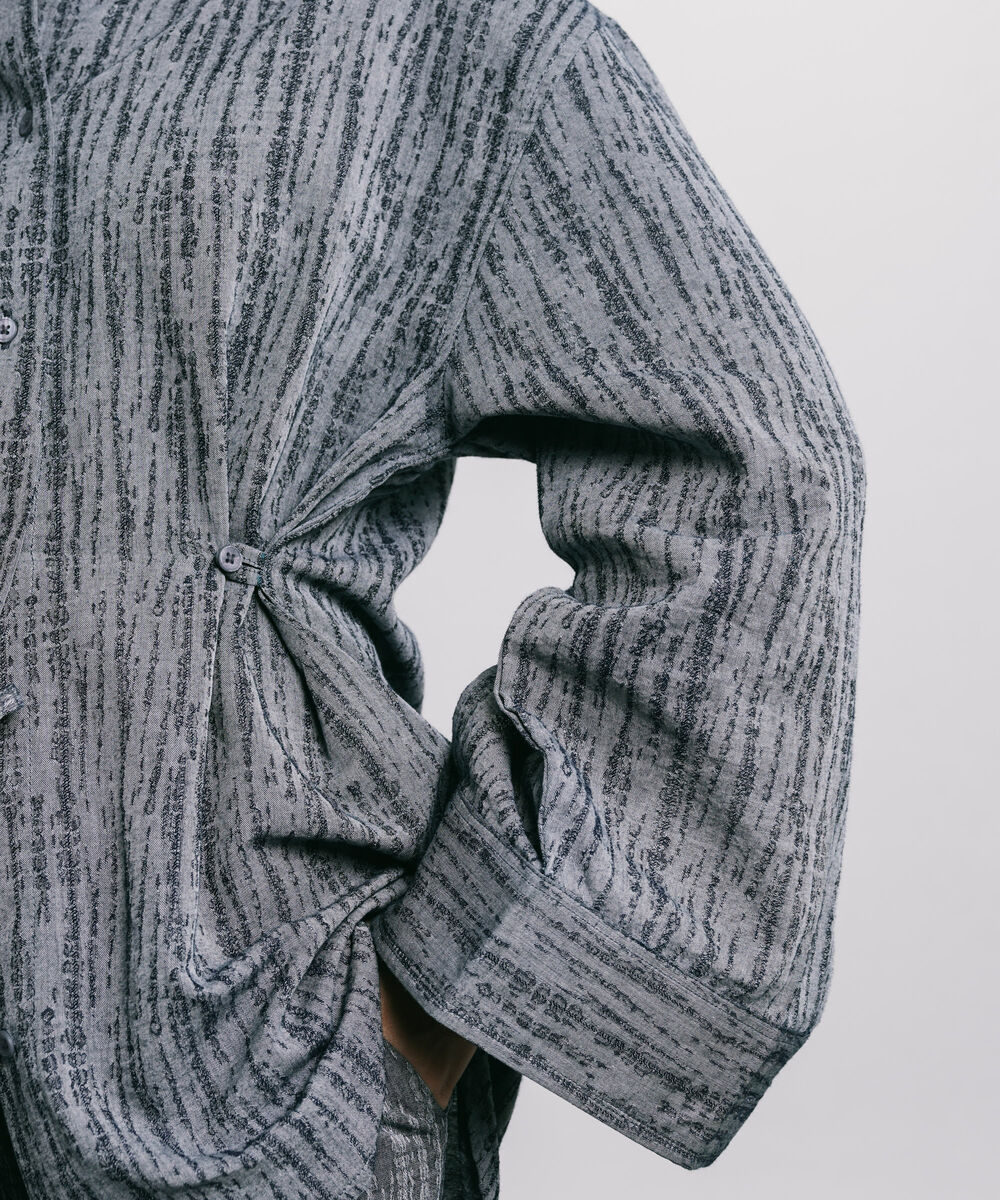 Women's Western Wear Blue Textured Denim Jacquard Shirt