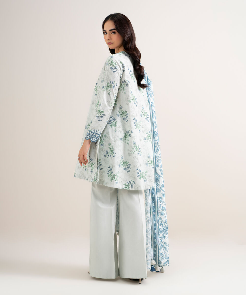 Women's Unstitched Lawn Embroidered Grey 3 Piece Suit