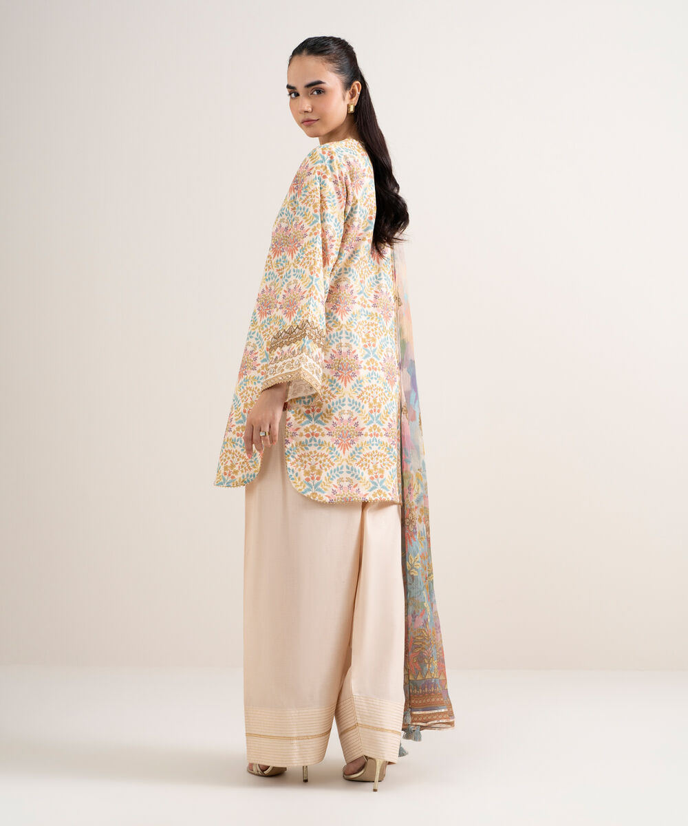 Women's Unstitched Lawn Embroidered Multi