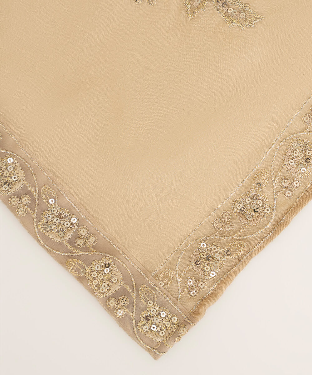Manaar Embroidered Beige Dupatta