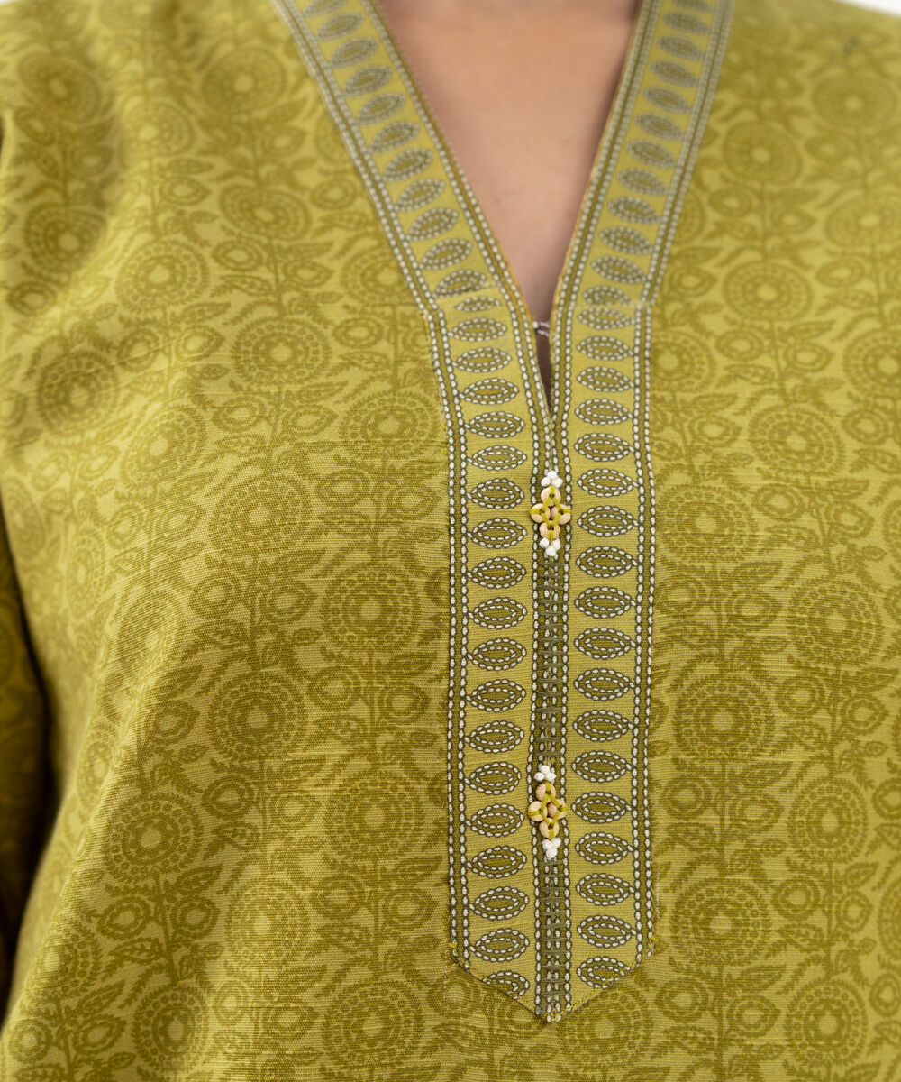 Women's Unstitched Light Khaddar Printed Yellow 3 Piece Suit