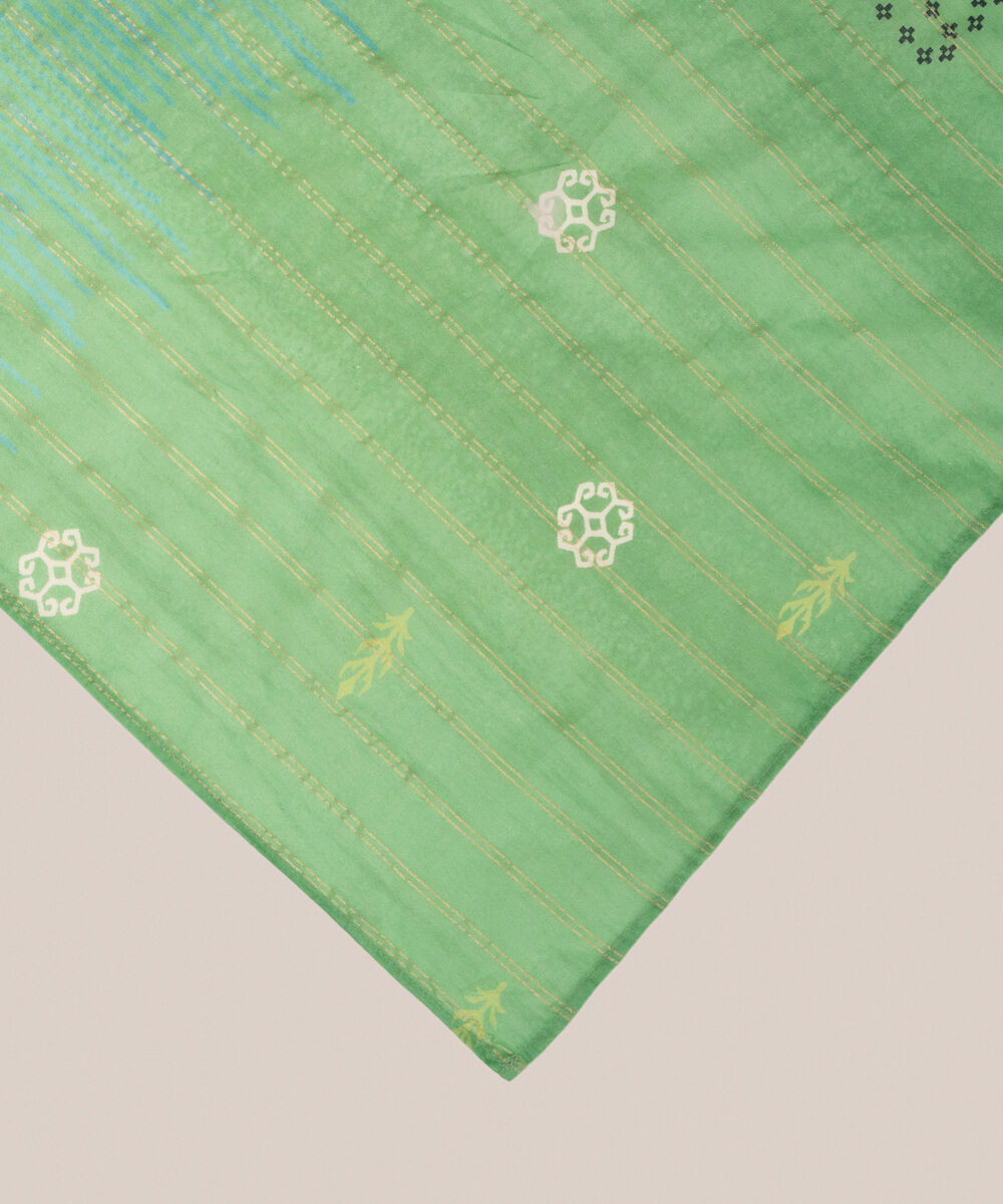 Zari Lawn Printed Green Dupatta