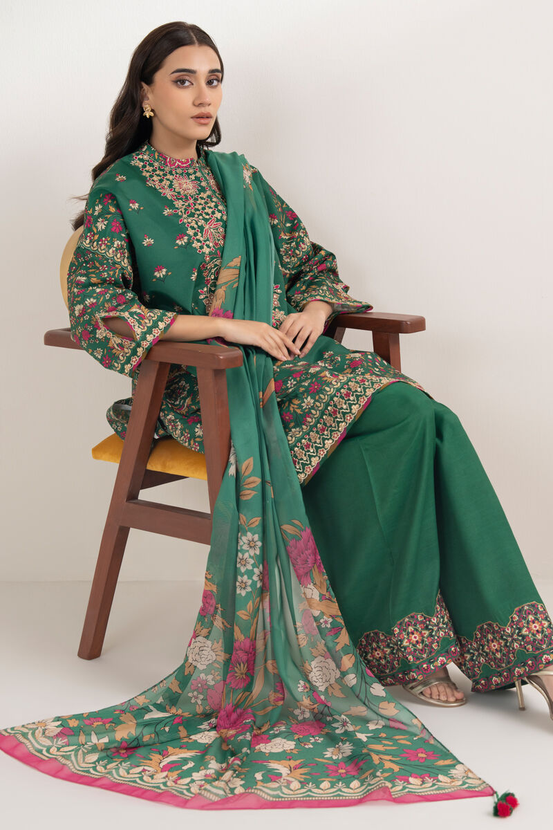 3 Piece - Embroidered Silk Suit