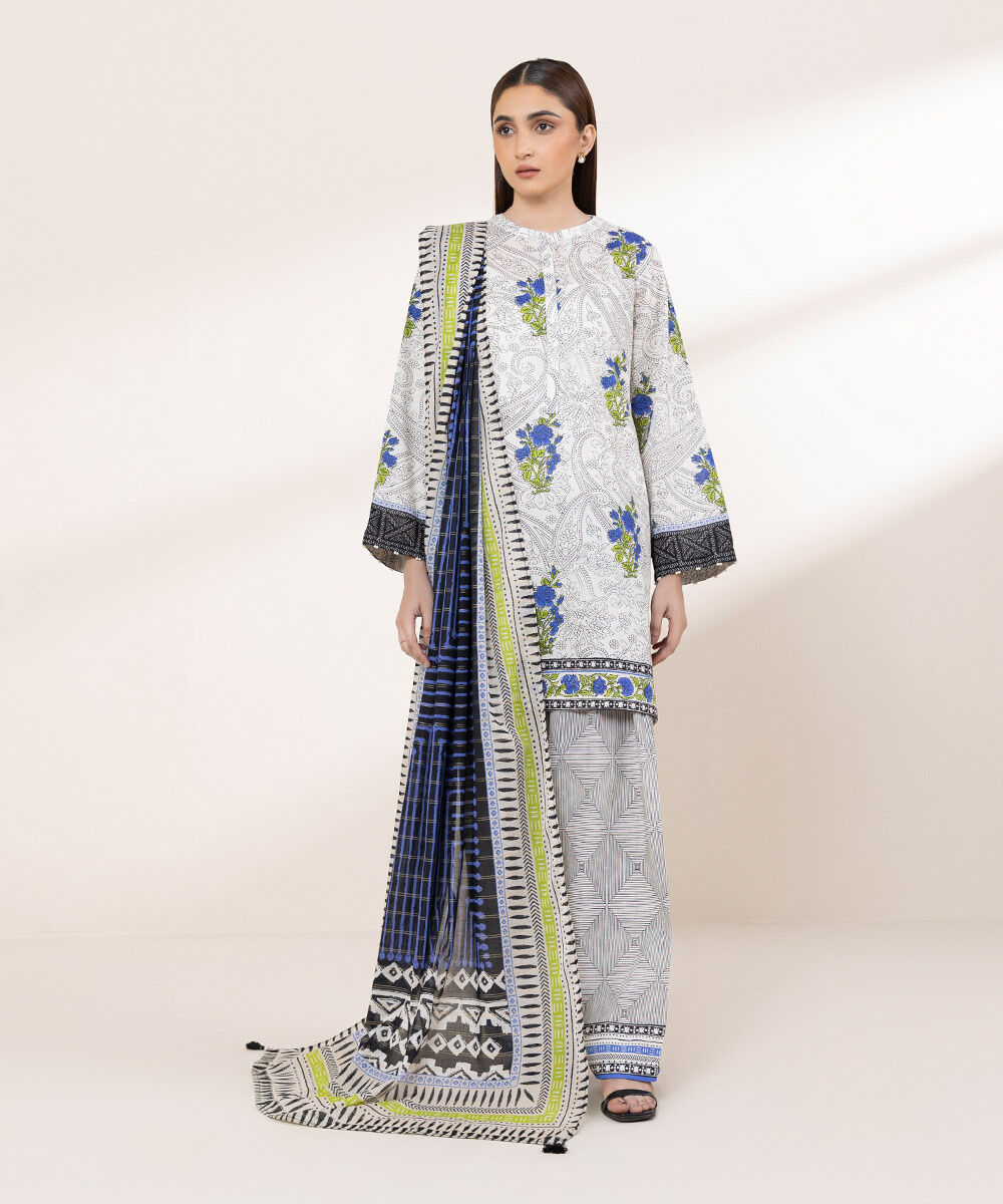 Women's RTW Textured Lawn Multi Printed A-Line Shirt