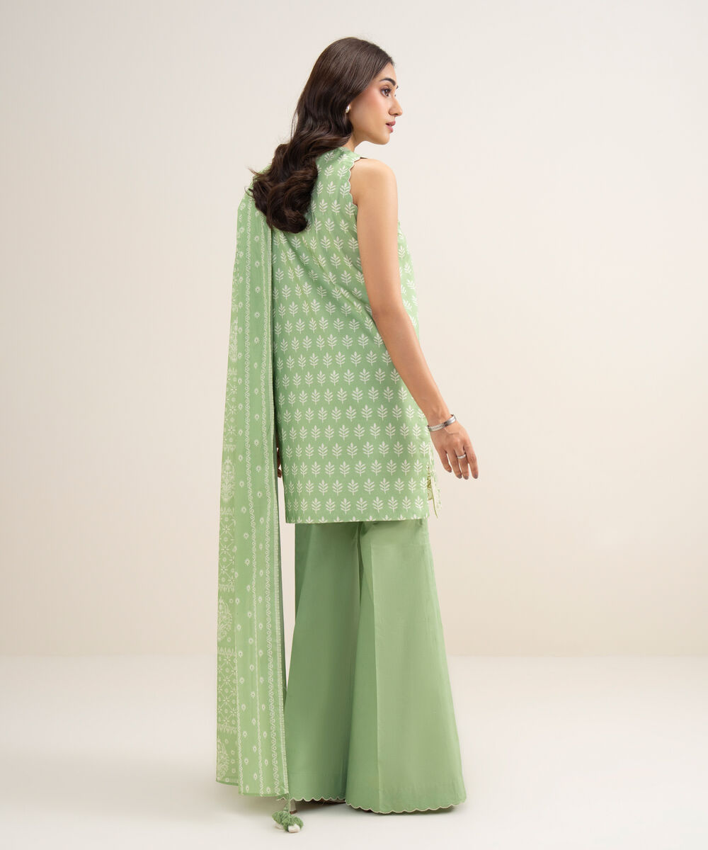 Women's Unstitched Lawn Embroidered Light Pistachio 3 Piece Suit