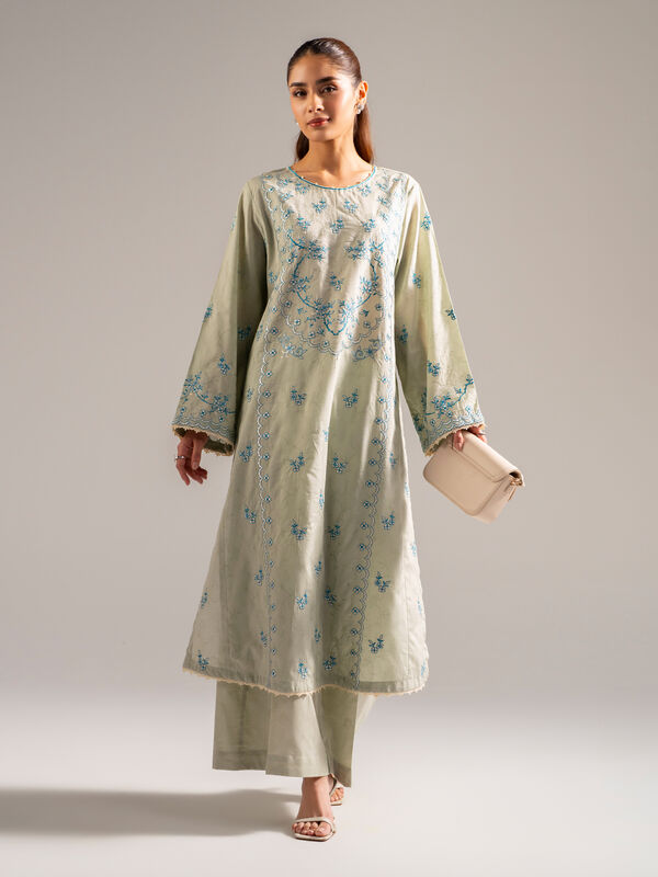 2 Piece - Embroidered Jacquard Suit