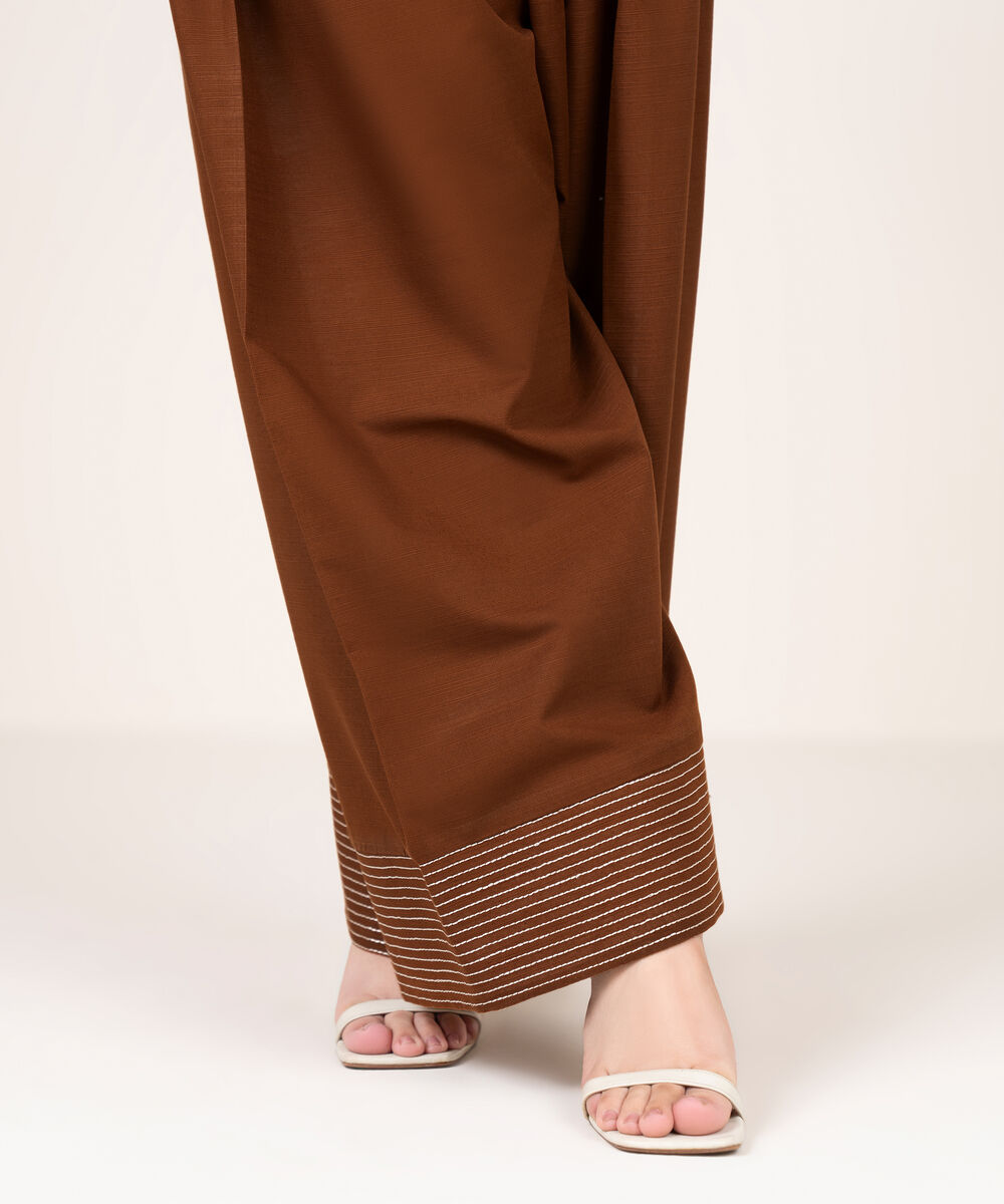 Women's RTW Khaddar Embroidered Mustard Shalwar