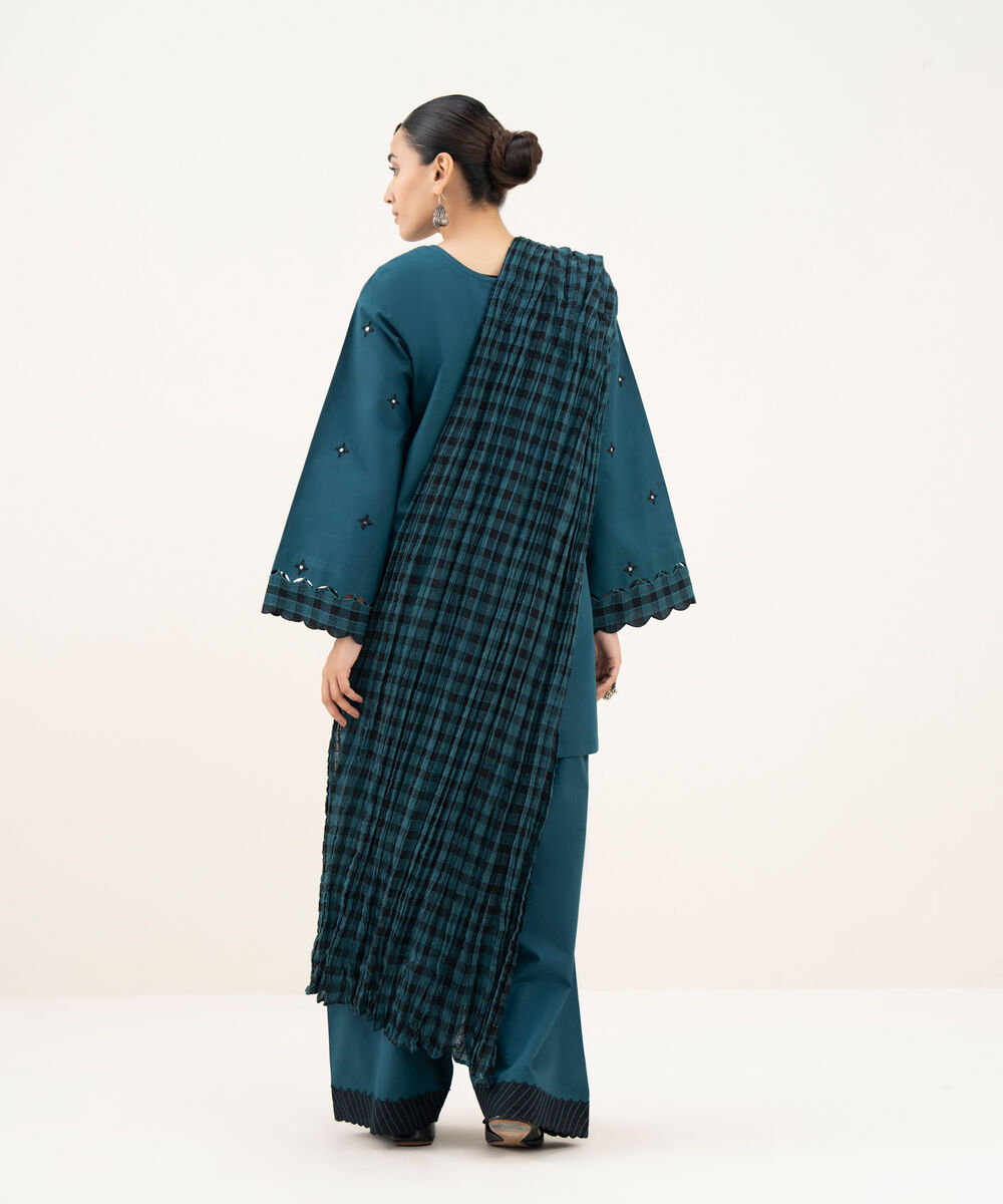 Women's Unstitched Lawn Embroidered Grey 3 Piece Suit