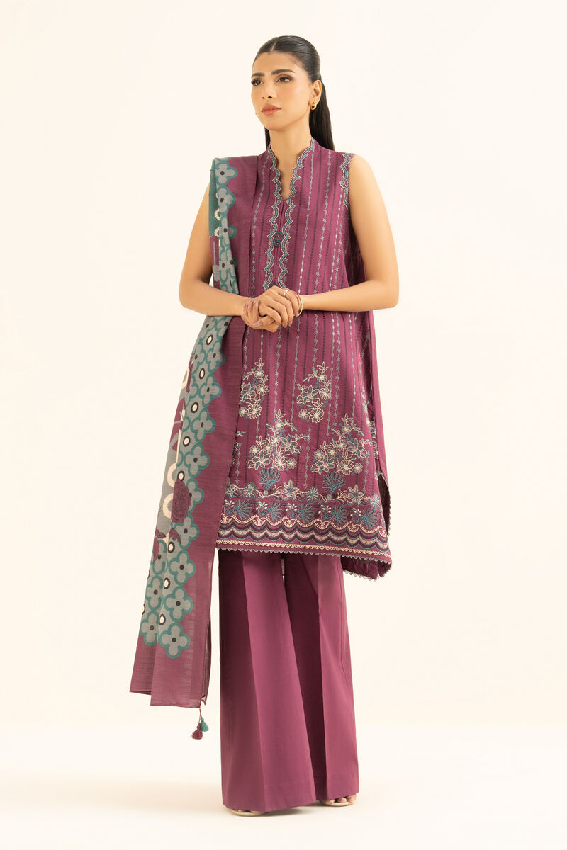 3 Piece - Embroidered Crosshatch Suit