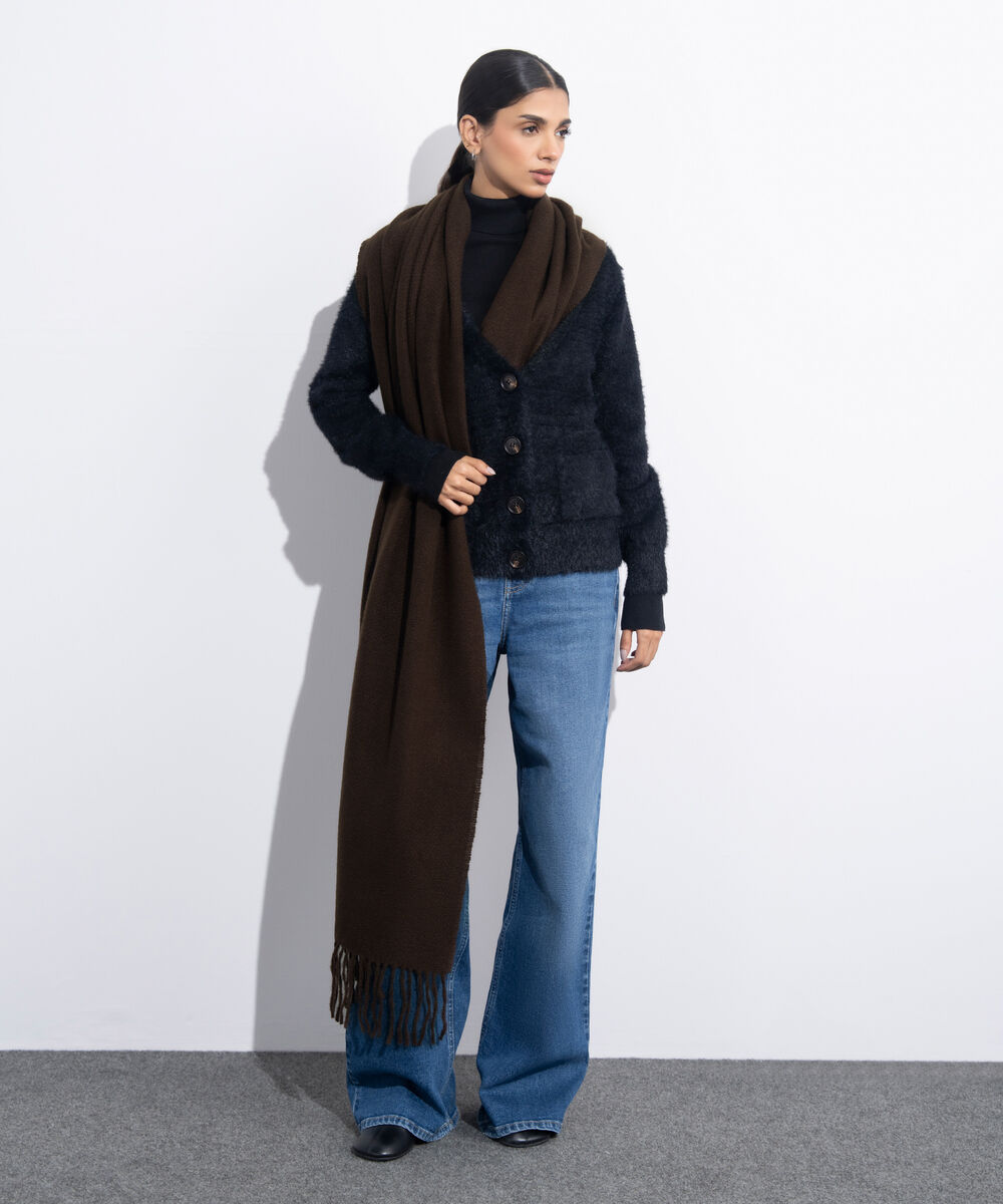 Women's Western Wear Brown Woollen Scarf