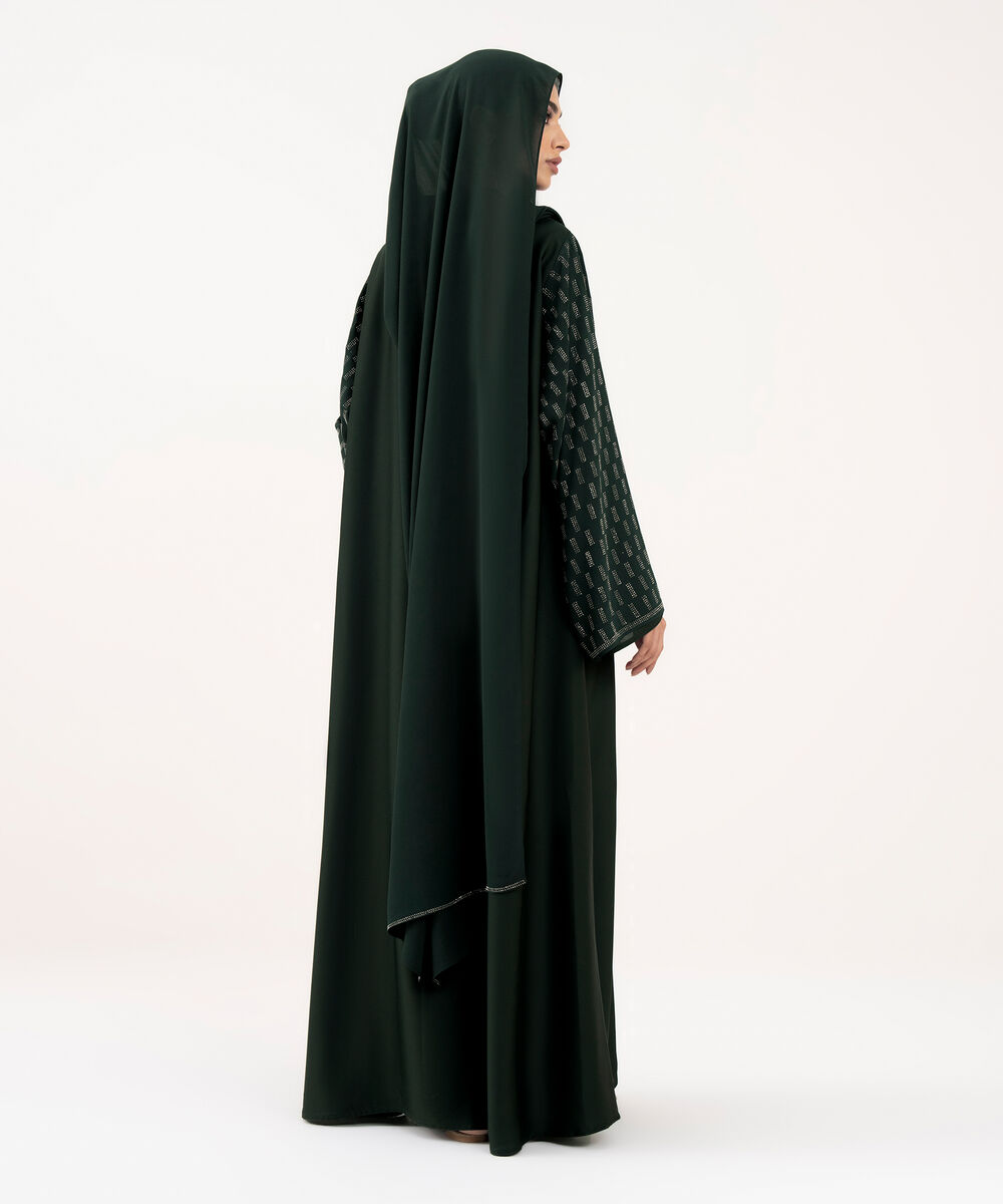 Women's Green Polyester Abaya Set
