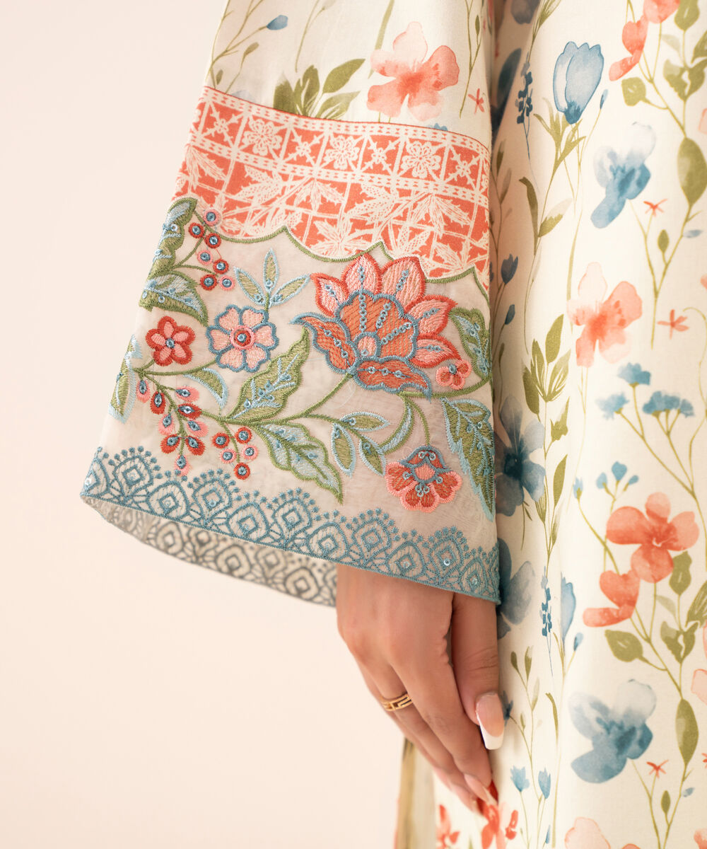 Women's Unstitched Cotton Embroidered Multi 3 Piece Suit