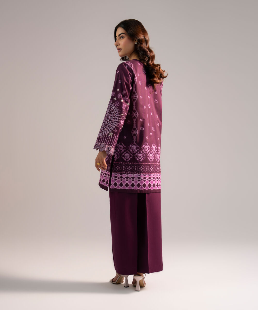 Women's RTW Lawn Embroidered Purple 2 Piece Suit