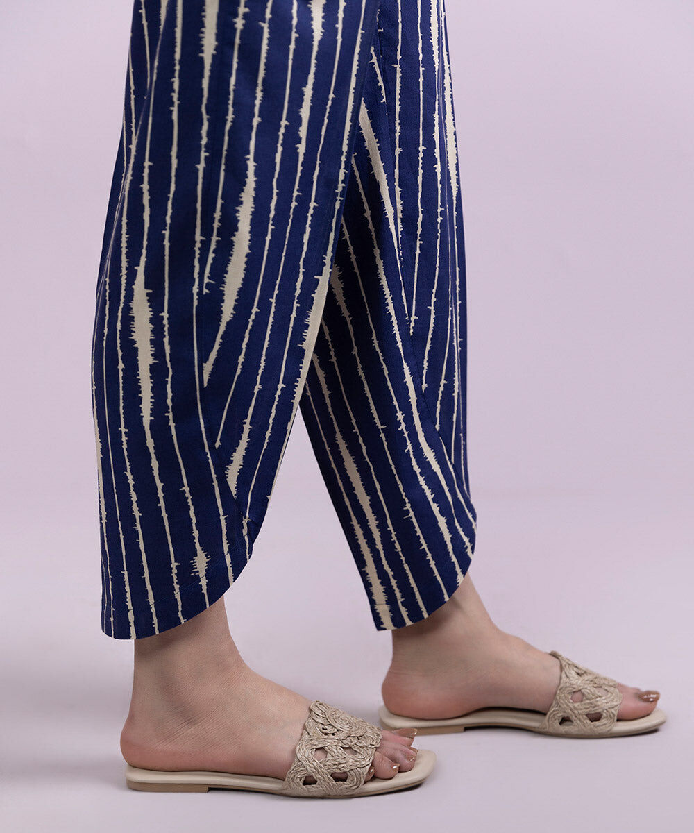 Women's Pret Cambric Printed Purple Shalwar