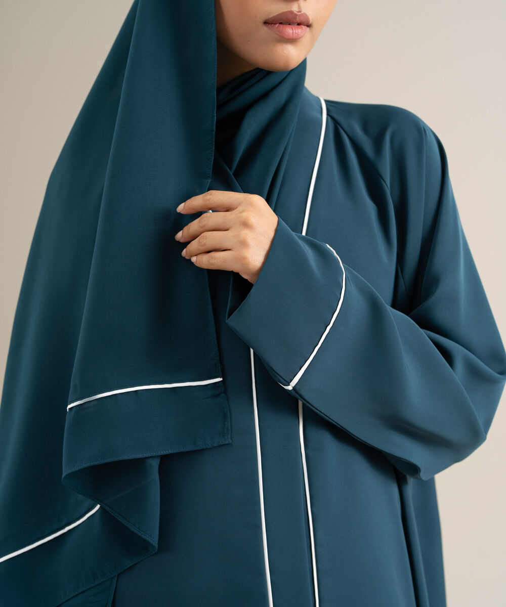 Women's Polyster Teal Raglan Abbaya Set