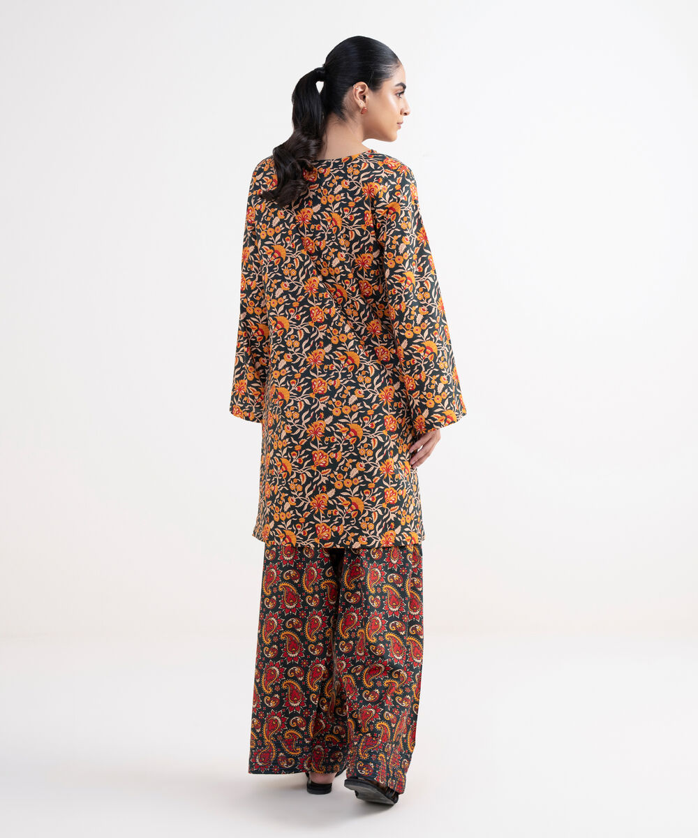 Women's RTW Lawn Viscose Black Printed Straight Shirt