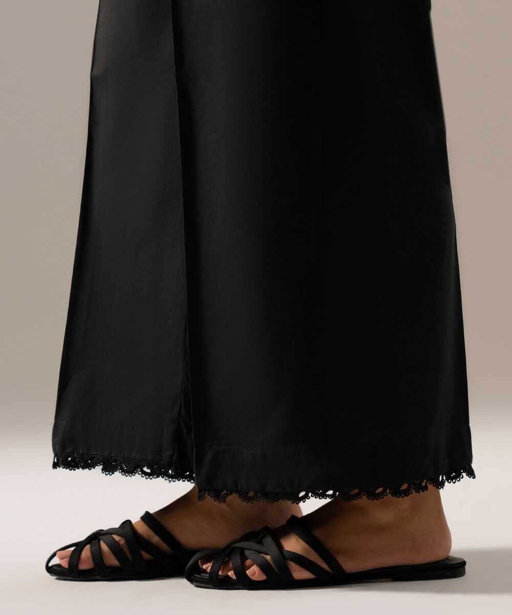 Women's RTW Cambric Solid Black Flared Pants