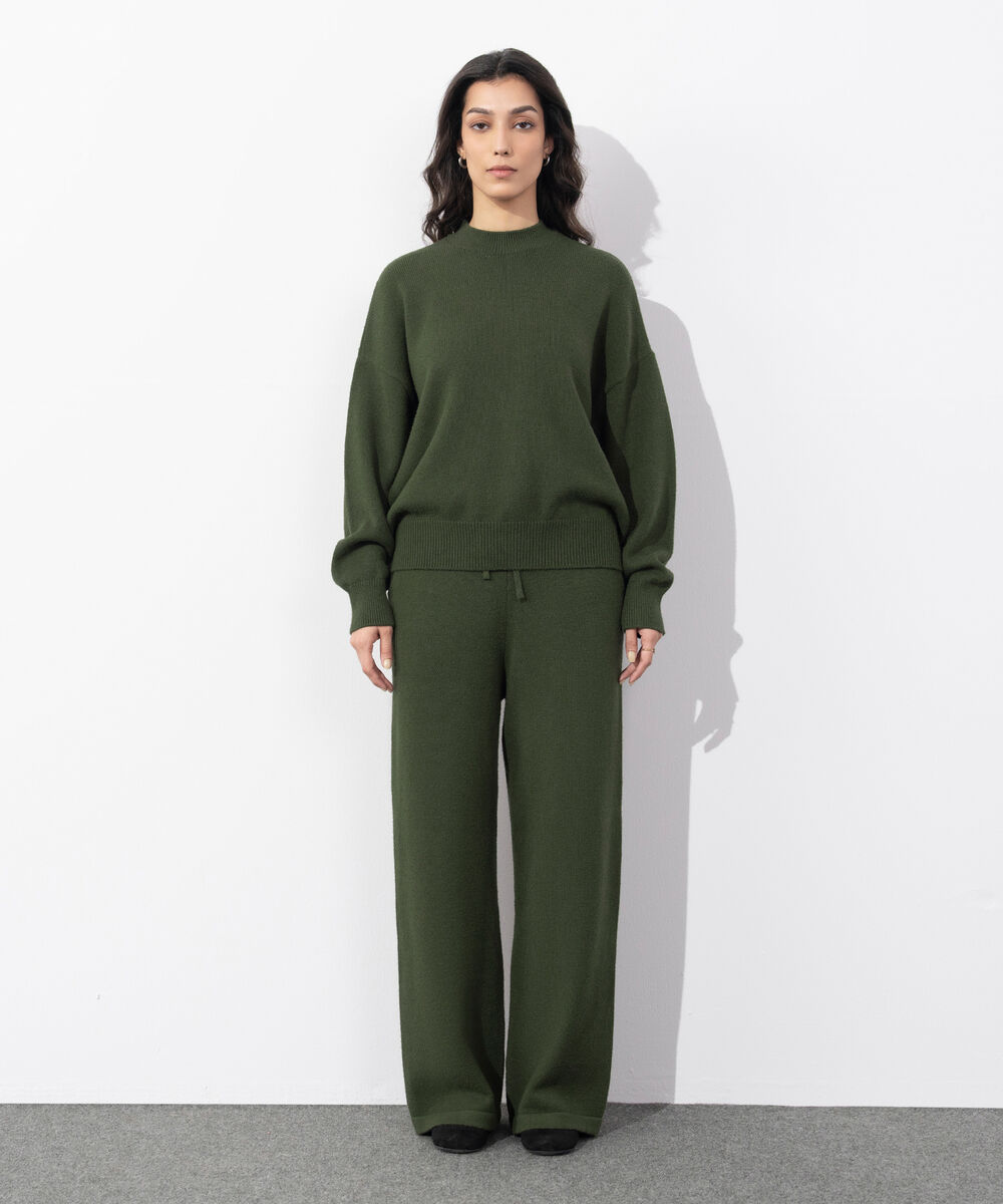 Women's Western Wear Olive Green Soft Touch Knit Sweater