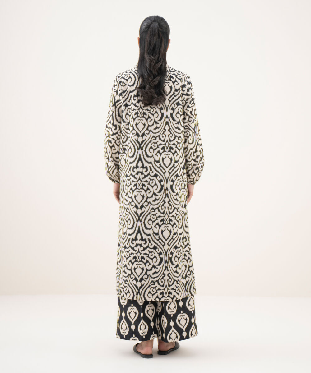 Women's RTW Light Khaddar Printed Straight White Shirt