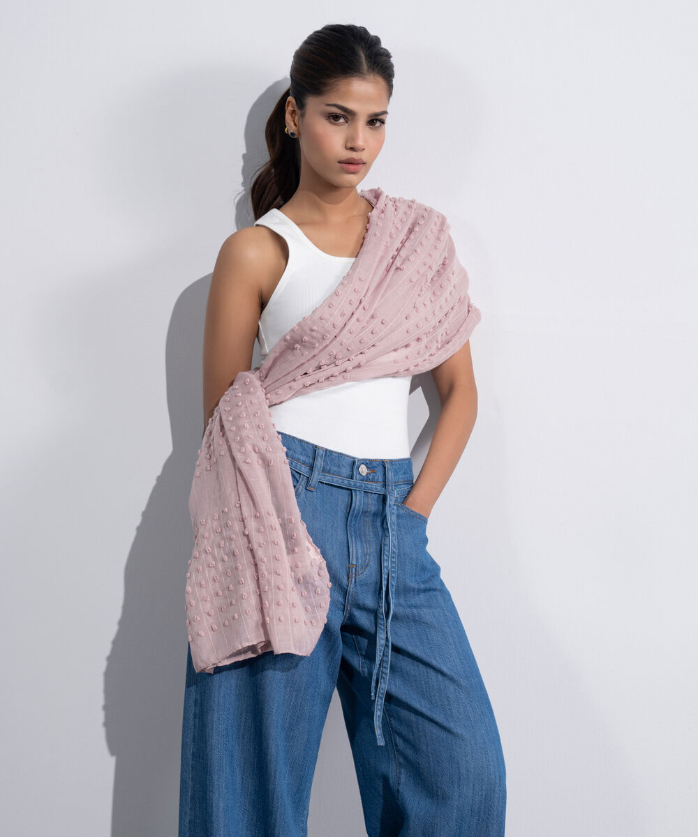 Women's Western Pink Rectangular Scarf