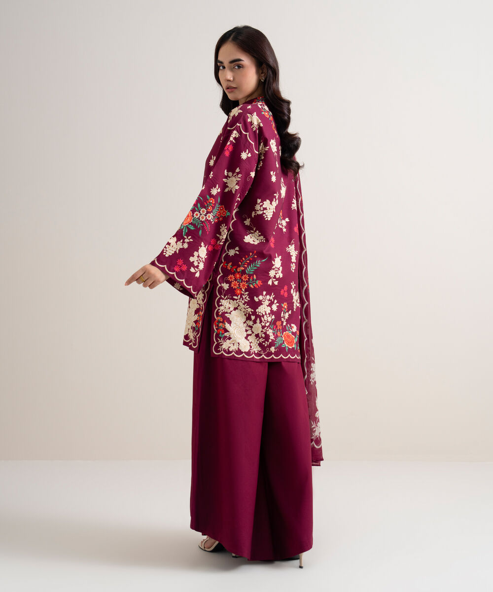 Women's Unstitched Arabic Lawn Printed Pink