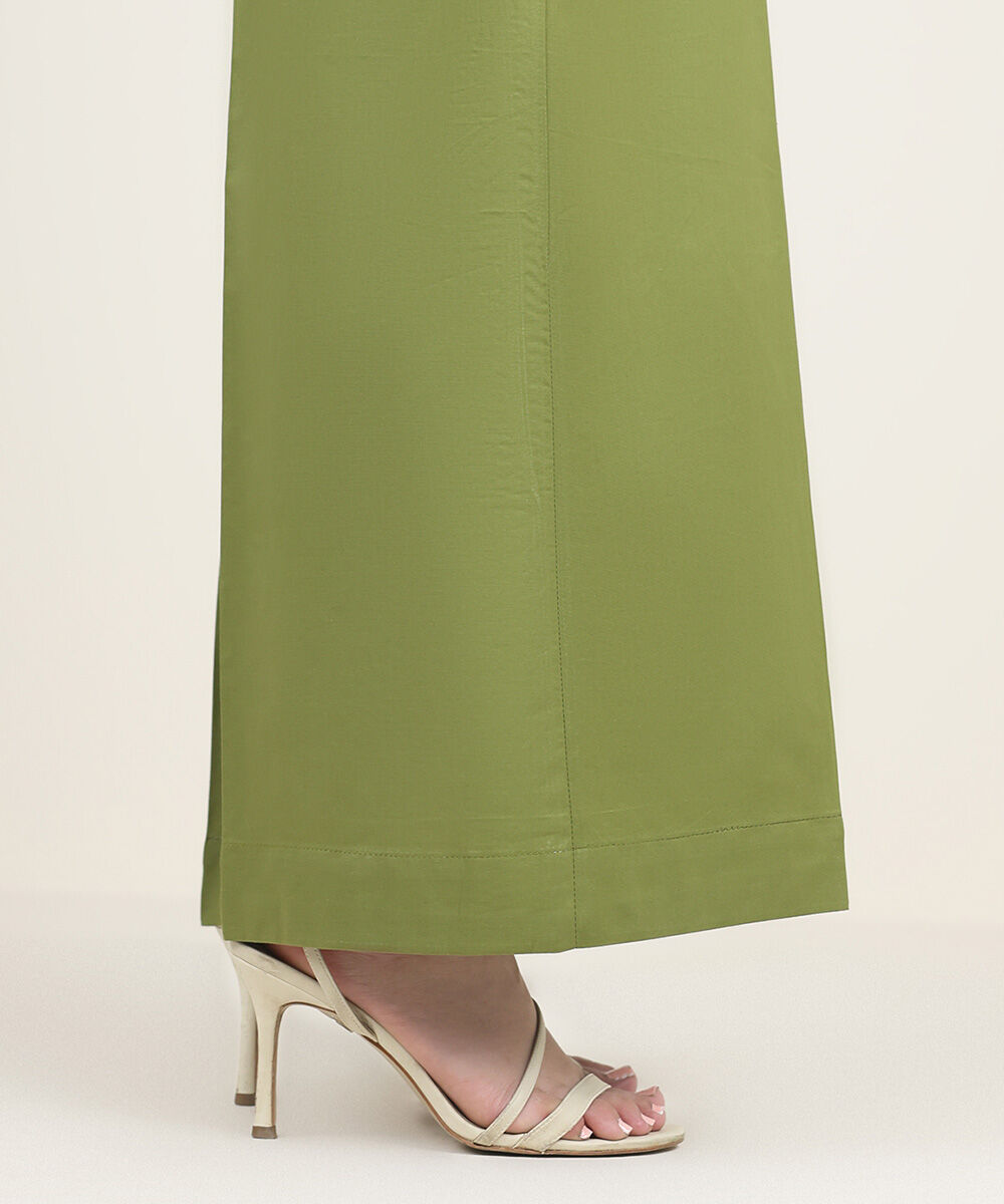 Women's RTW Cambric Green Solid Culottes