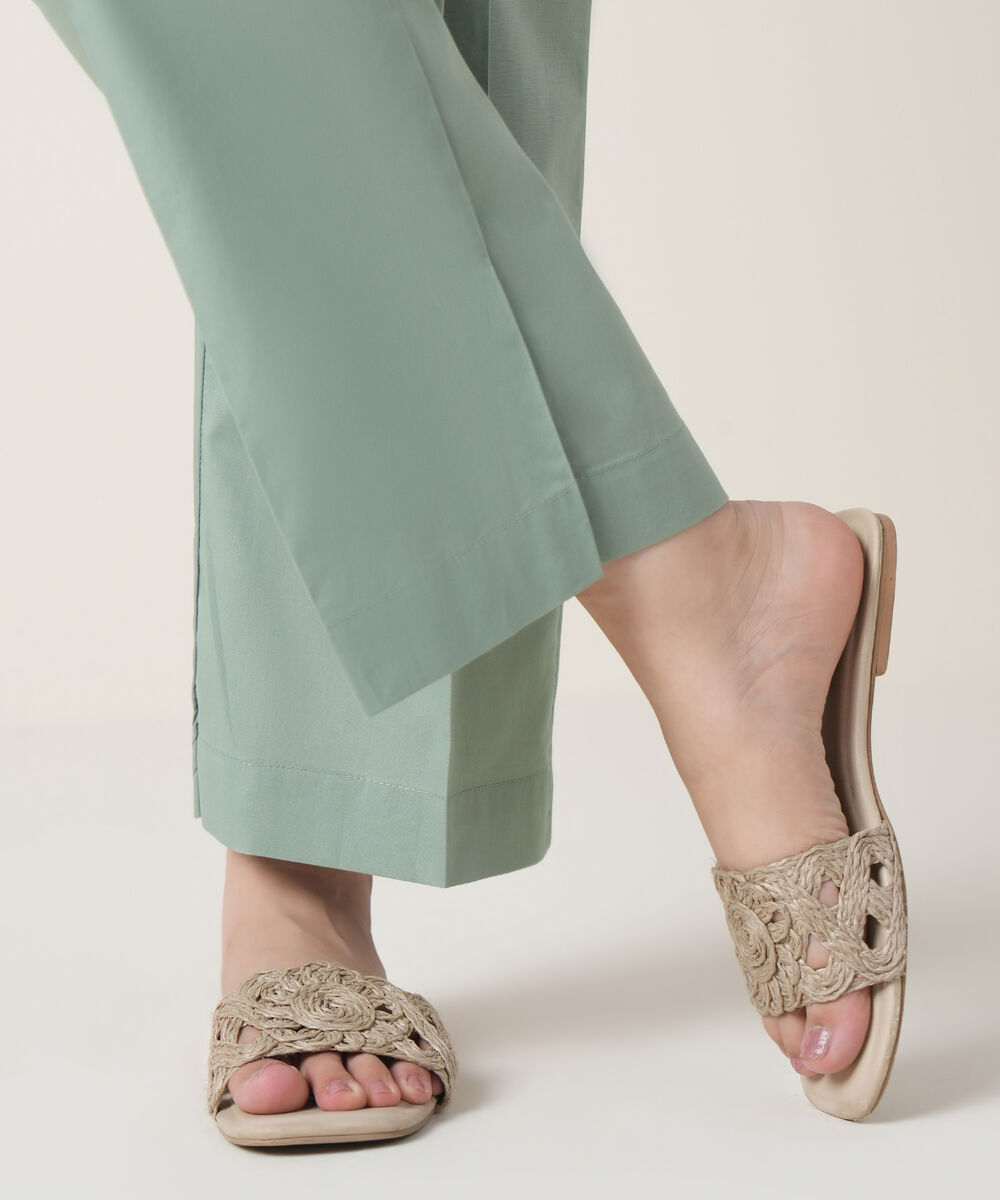 Women's RTW Cambric Grey Solid Trousers