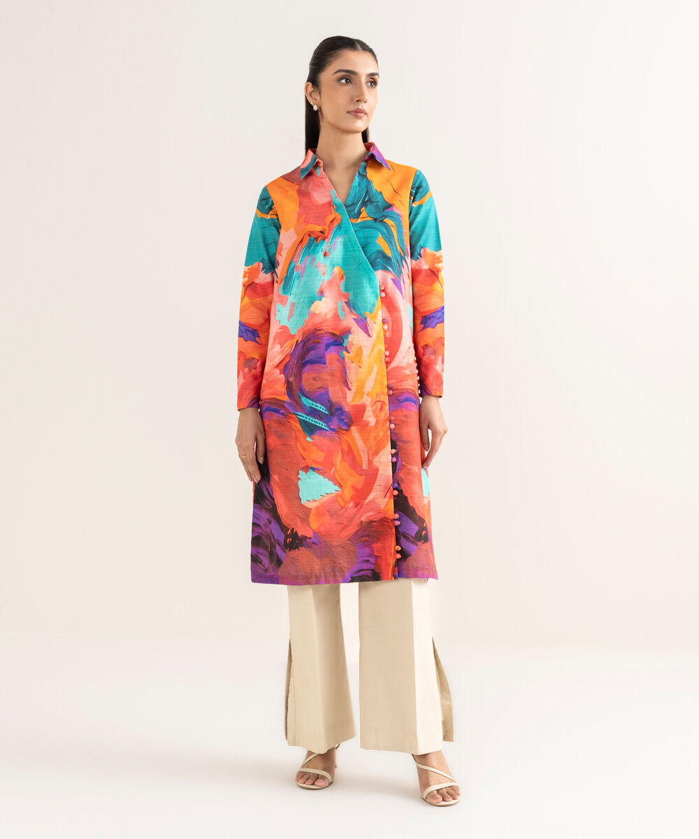 Women's Unstitched Khaddar Printed Multi Shirt