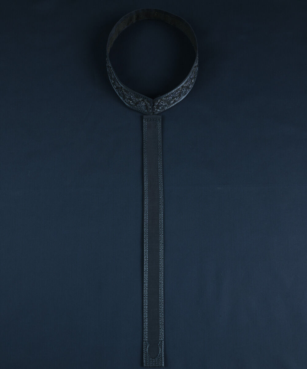 Men's Unstitched Luxury Cotton Blue Full Suit Fabric