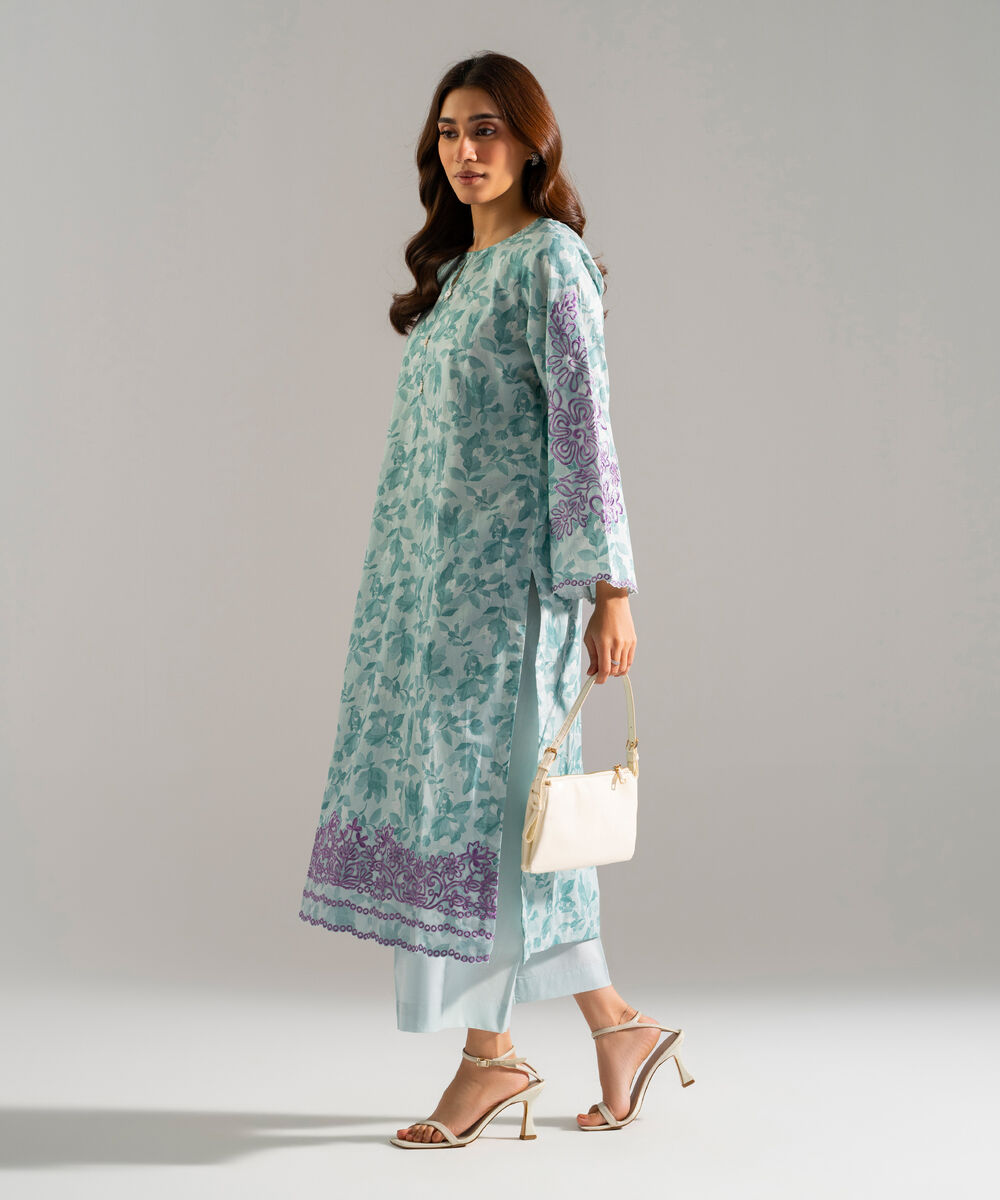 Women's RTW Lawn Embroidered Blue 2 Piece Suit