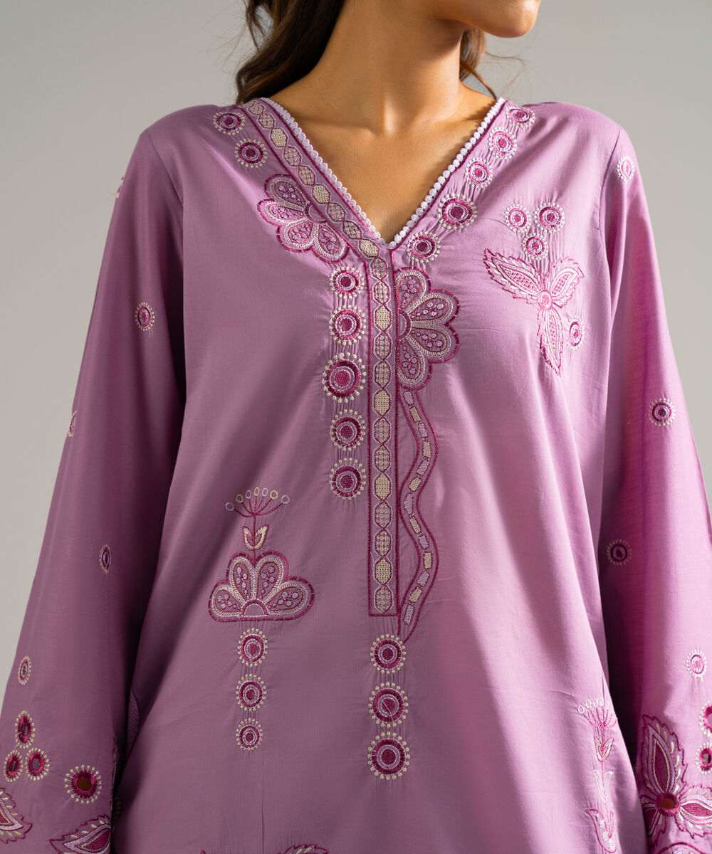 Women's RTW Lawn Embroidered Lilac 2 Piece Suit
