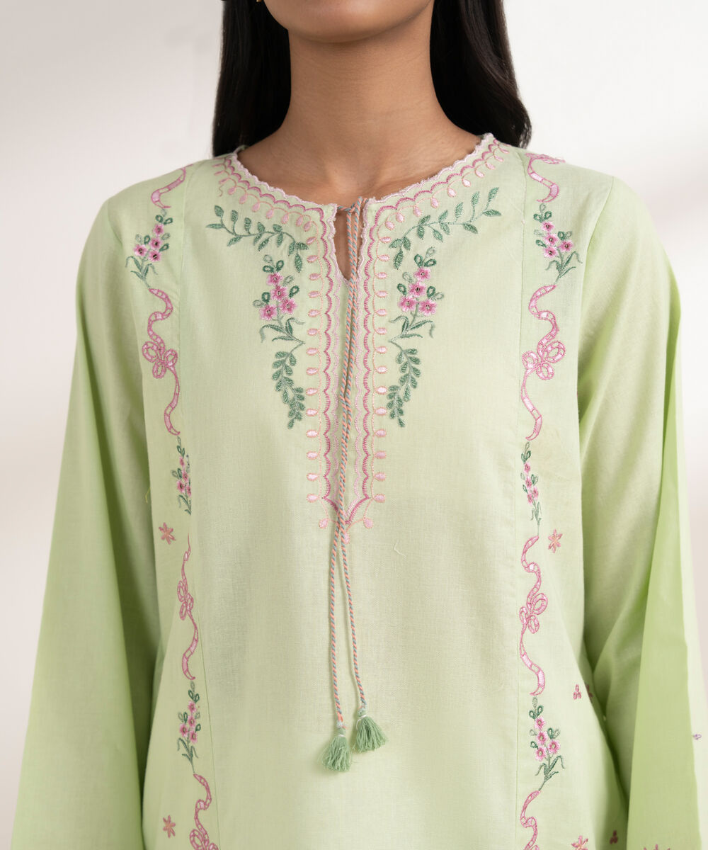 Women's RTW Khaddar Embroidered Green 2 Piece Suit
