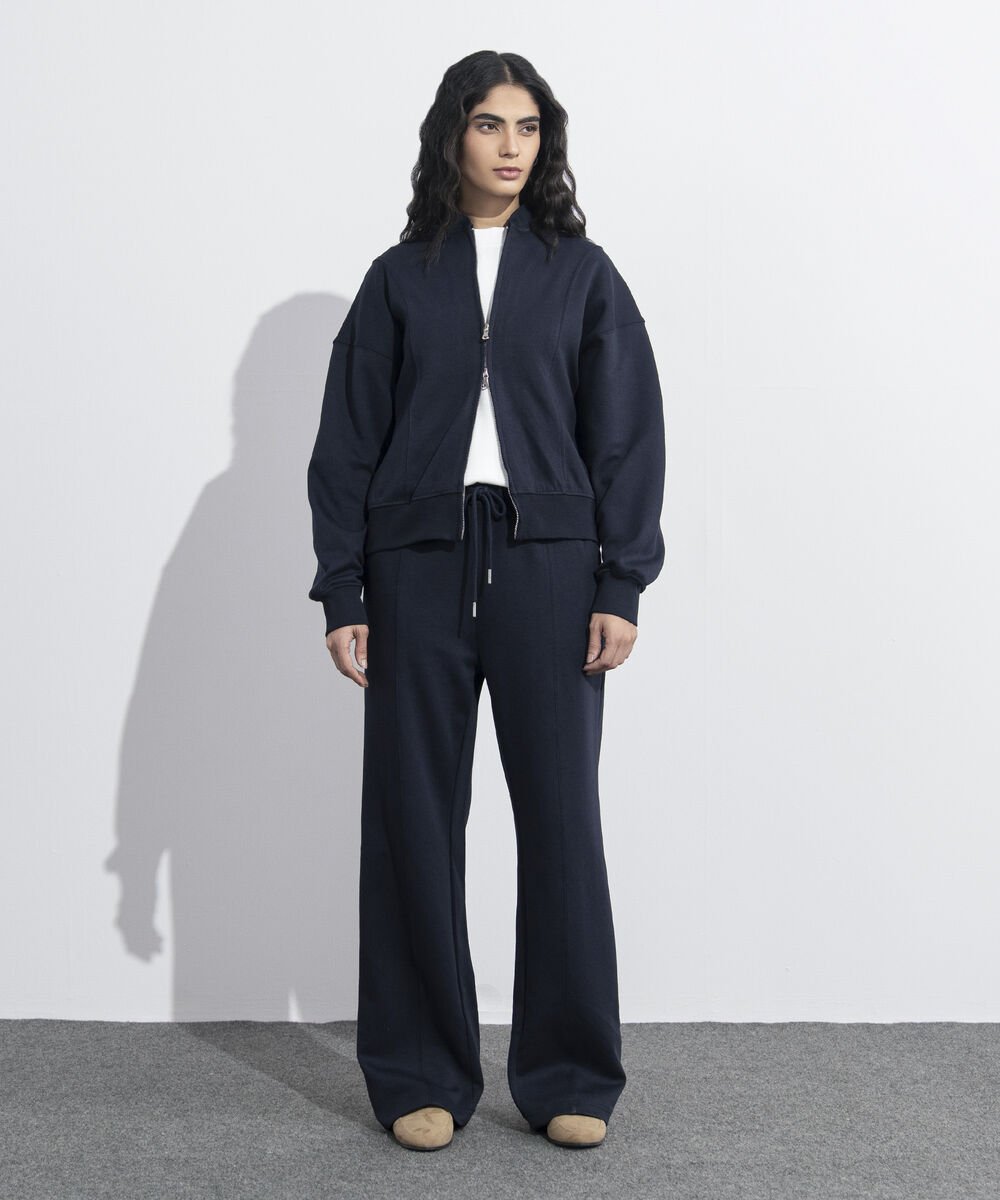 Women's Western Wear Blue Interlock Bomber Jacket