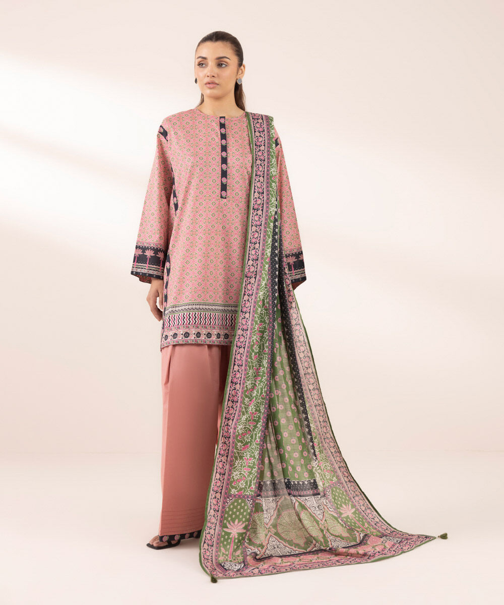 Women's RTW Lawn Pink Printed Boxy Shirt