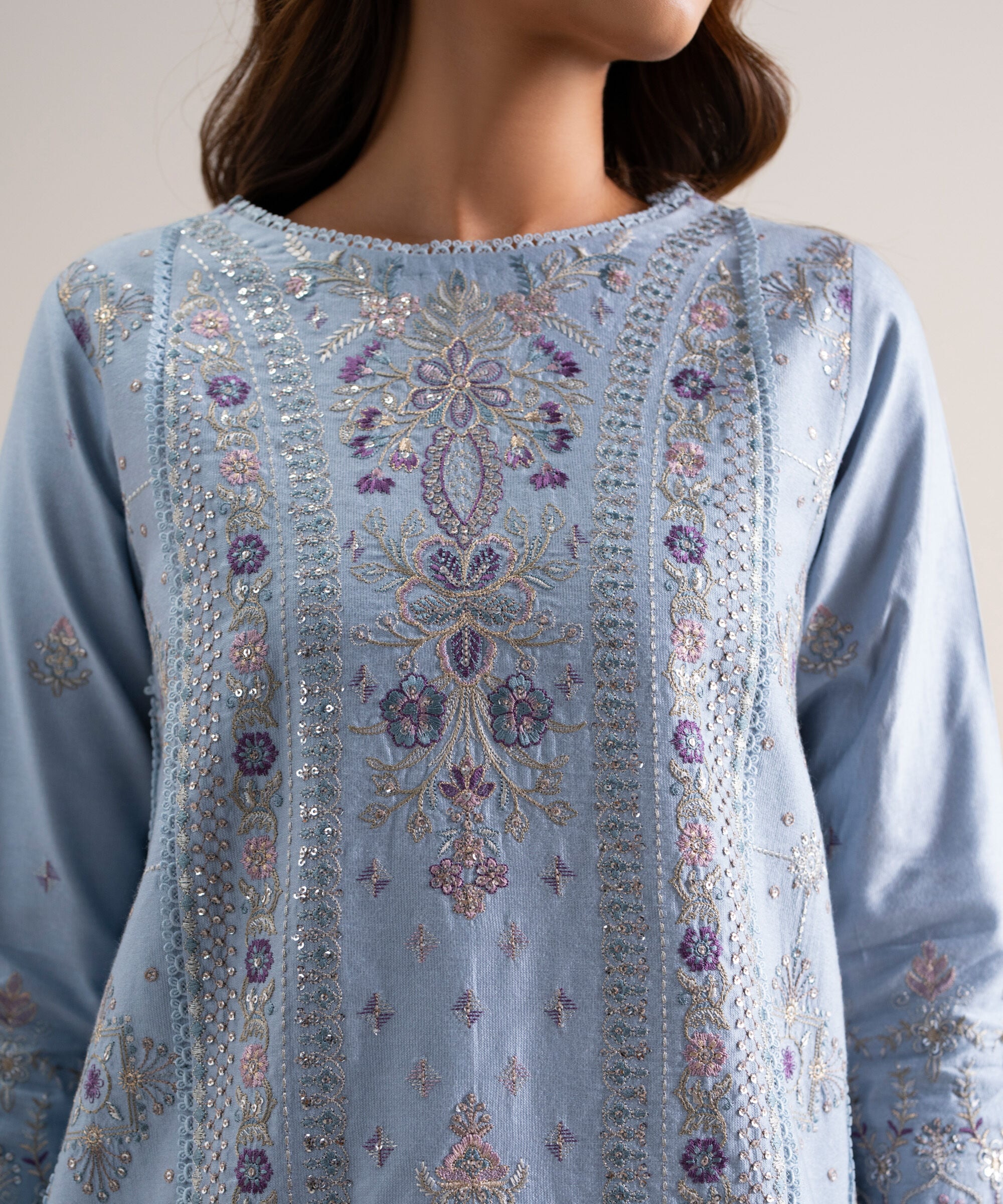 Unstitched 3 Pc Cotton Net 3FELX25V1026