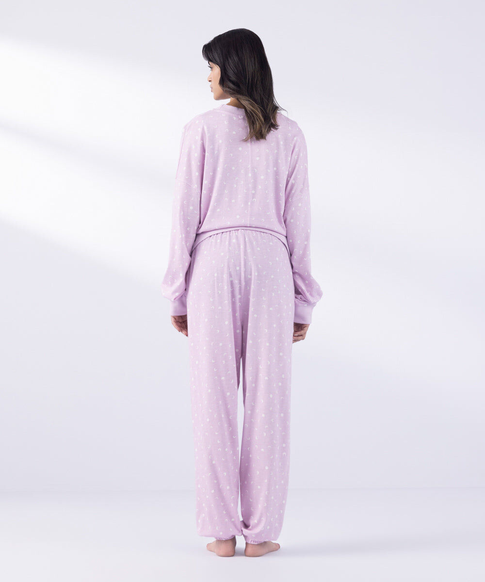 Woman - Light Pink Printed Loose-Fit Jogging Trousers