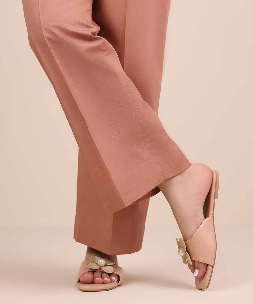 Unstitched Women's Beige Cotton Trousers