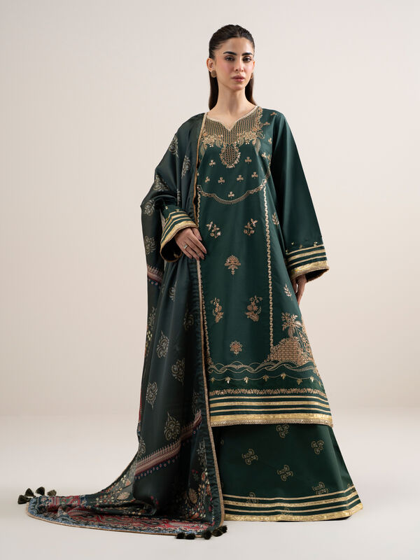 3 Piece - Embroidered Dobby Suit