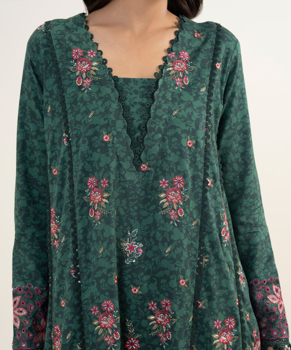 Women's Unstitched Twill Dark Green  3 Piece Suit